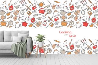 Kitchen Utensil and Appliance Cartoon Texture